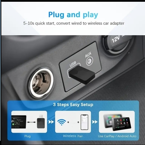 New 
Wireless Carplay Adapter, 2 in 1 Wireless Car Play - Picture 6 of 10